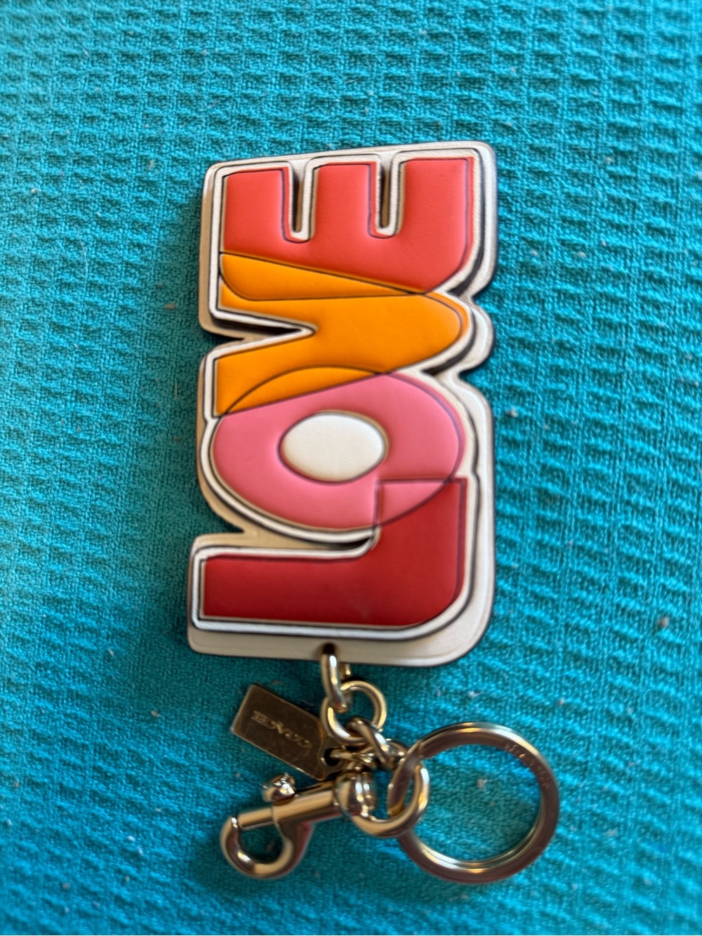 Coach Colorblock LOVE Enamel Key Charm — Red, Pink & Yellow